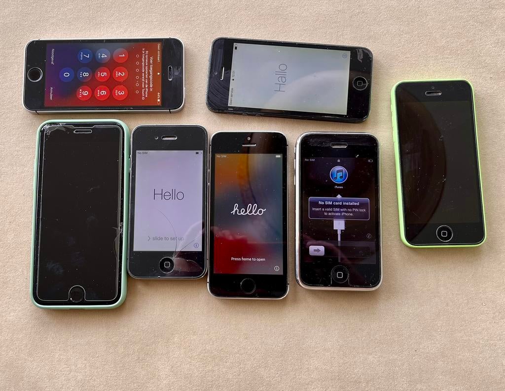 7 iPhones te koop en hoesjes, Telecommunicatie, Mobiele telefoons | Apple iPhone, Ophalen of Verzenden, Zonder simlock, Zonder abonnement