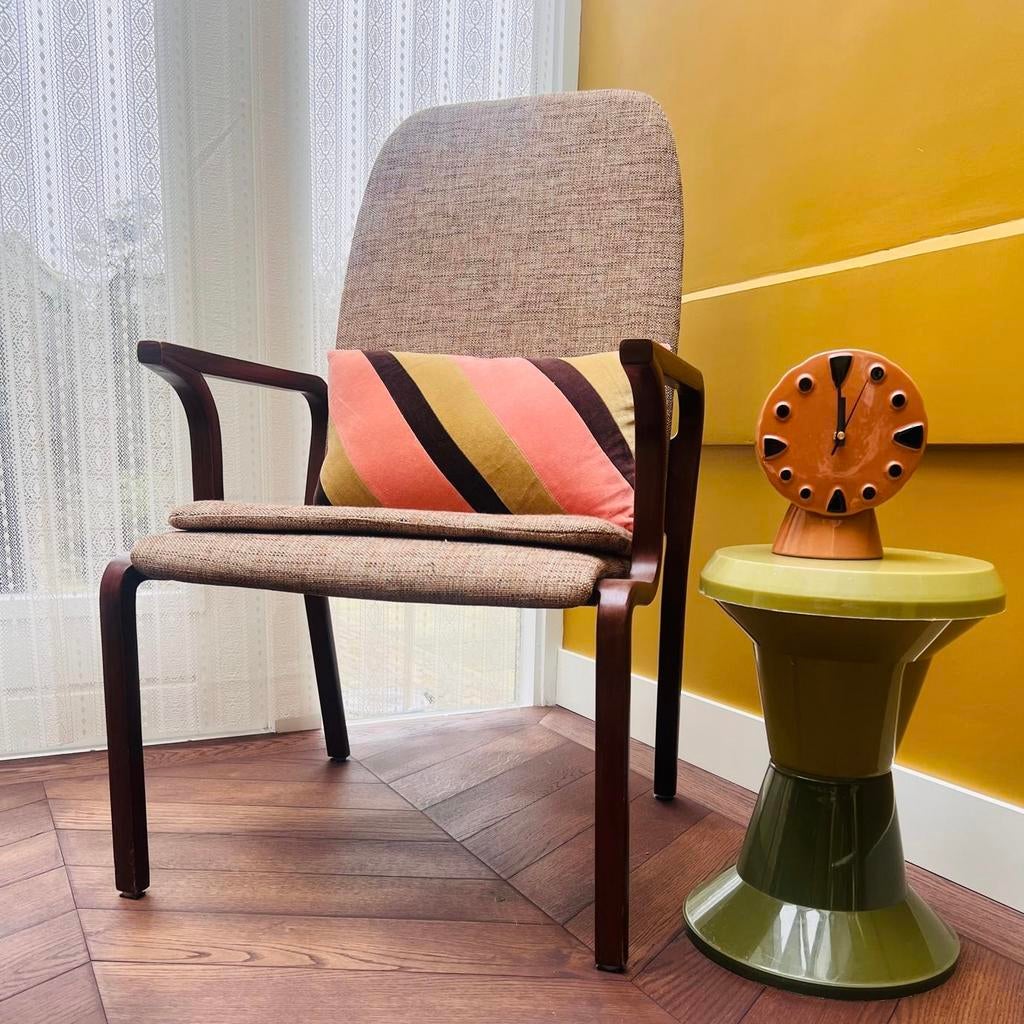 Vintage fauteuil / stoel met houten frame Gerard Geytenbeek, Ophalen, Mid century, Bruin, Zo goed als nieuw