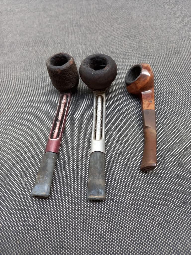3 oude gebruikte pijpen, jaren '70., Verzamelen, Rookartikelen, Aanstekers en Luciferdoosjes, Gebruikt, (Water)pijp, Ophalen of Verzenden