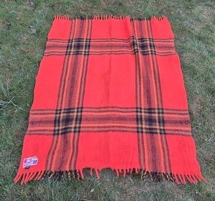 Zaalberg 100% wollen deken oranje groen, Ophalen of Verzenden, Zo goed als nieuw