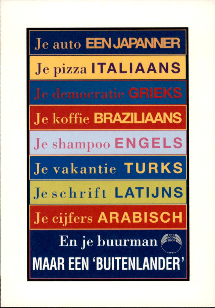 je auto een japanner, je pizza italiaans, etc..., Verzenden, 1980 tot heden, Ongelopen, Overige thema's