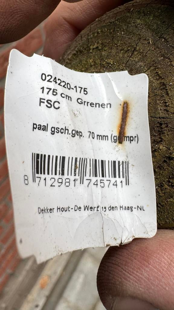 7x nieuwe  geïmpregneerde boompalen 175 cm, 70 mm rond, Tuin en Terras, Ophalen, Nieuw, Minder dan 180 cm, Palen