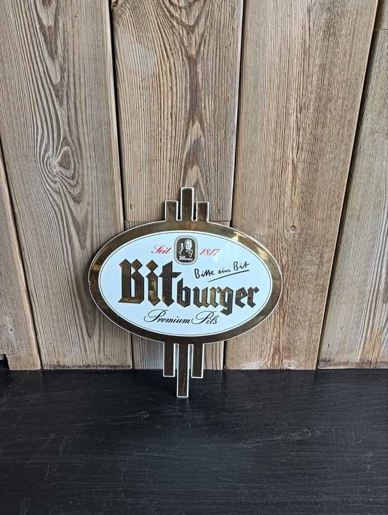 Emaille Bitbuger bordje, Ophalen, Gebruikt, Reclamebord, Plaat of Schild, Overige merken
