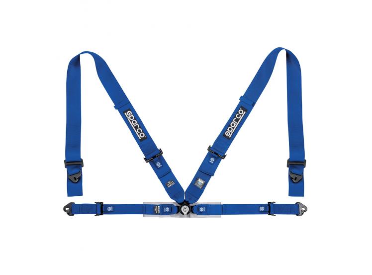 Sparco FIA H4 4-punts gordel Blauw zwart rood, Auto diversen, Tuning en Styling, Ophalen of Verzenden