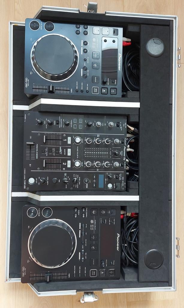 Pioneer 2x CDJ-350 + DJM-450 mixer inc flightcase., Ophalen, Gebruikt, Dj-set, Pioneer