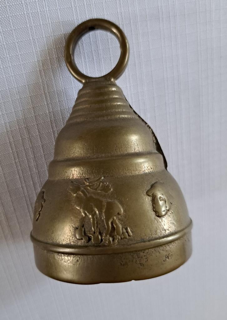 Oude messing bel met hert eland jacht jager tafelbel., Antiek en Kunst, Antiek | Koper en Brons, Verzenden, Koper