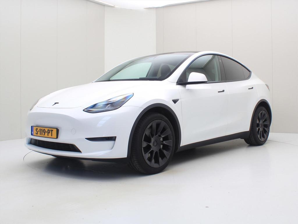 Tesla Model Y Long Range AWD 351pk 94% SoH [ TREKHAAK+AUTOPI, Auto's, Tesla, Gebruikt, Wit, Origineel Nederlands, 351 pk