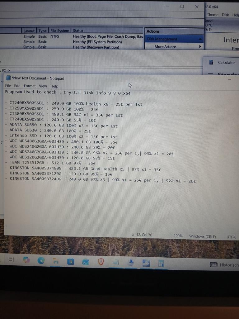 SSD's 120GB, 240GB, 480GB, Ophalen, Intern, Gebruikt, Desktop
