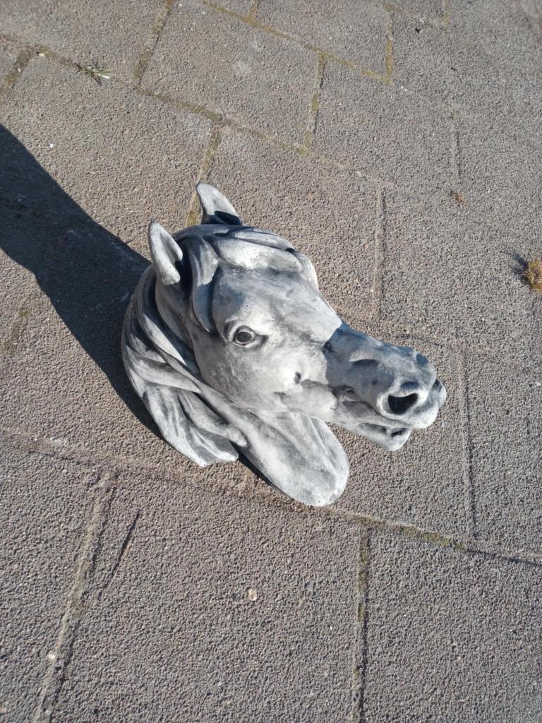 Oude betonnen paardenkop, Ophalen