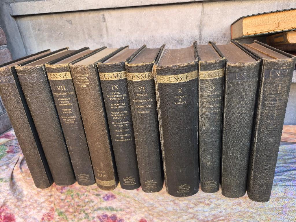 ENSIE Encyclopedie, 10 delen, 1946, 50 en 52 etc, Complete serie, Algemeen, Ophalen, Gelezen