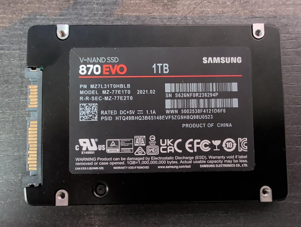 Samsung 870 EVO 1TB, Computers en Software, Harde schijven, Intern, Ophalen of Verzenden, Zo goed als nieuw, 1TB