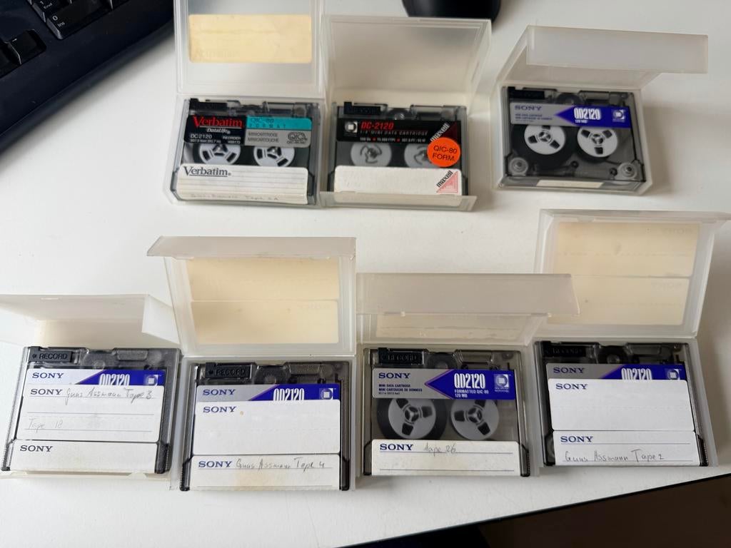 7x Gebruikte QD2120 Datatapes (Sony, Verbatim, Maxell), Computers en Software, Beschrijfbare discs, Gebruikt, Overige typen, Ophalen of Verzenden