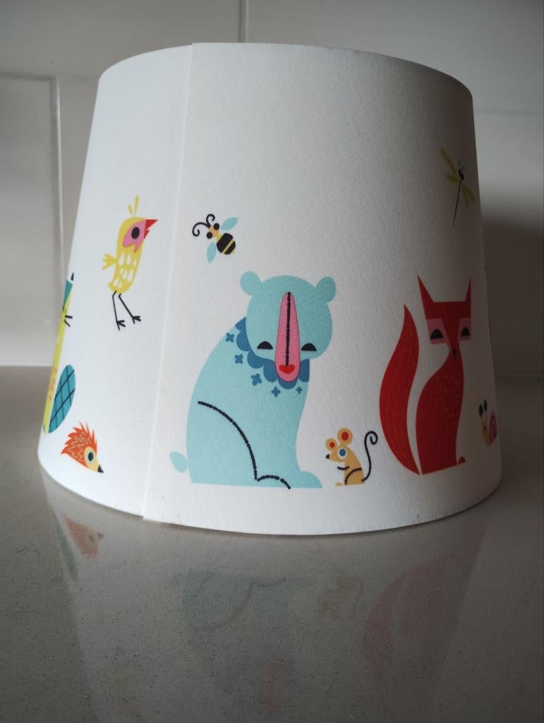 Leuke kinderlampenkap met dierenprint, Gebruikt, 25 tot 50 cm, Overige kleuren, Rond