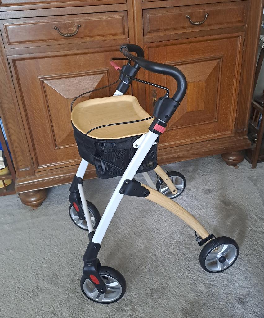 Rollator Mobilex Jaguar Supreme indoor (deels hout look), Ophalen, Opvouwbaar, Zo goed als nieuw