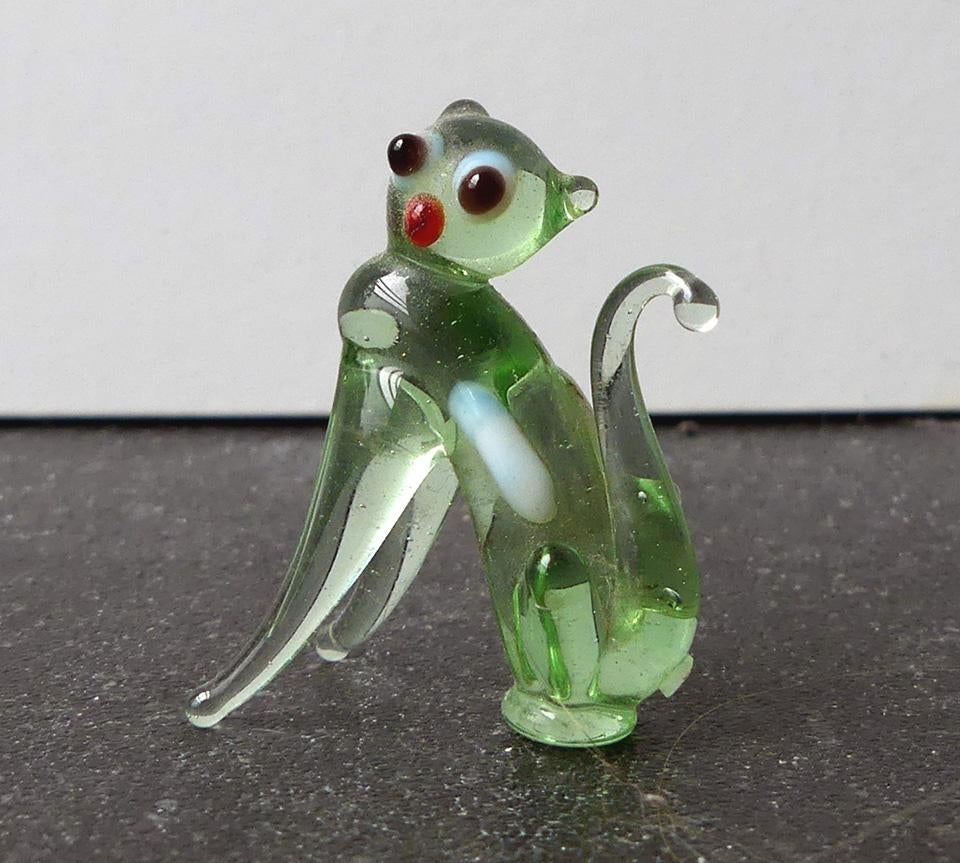 Glazen beeldje hond kat hondenbeeldje poezenbeeldje glas, Verzamelen, Ophalen of Verzenden, Gebruikt, Dier