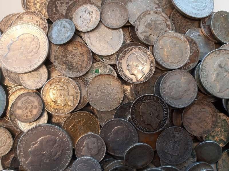 Nederland halve kilo zilveren Wilhelmina Guldenmunten, Postzegels en Munten, Edelmetalen en Baren, Ophalen of Verzenden, Zilver
