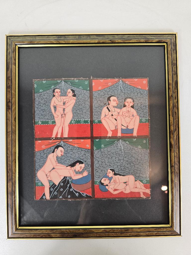 Miniatuurschilderingen Kama Sutra, India, Pahari of Mughal, Ophalen of Verzenden