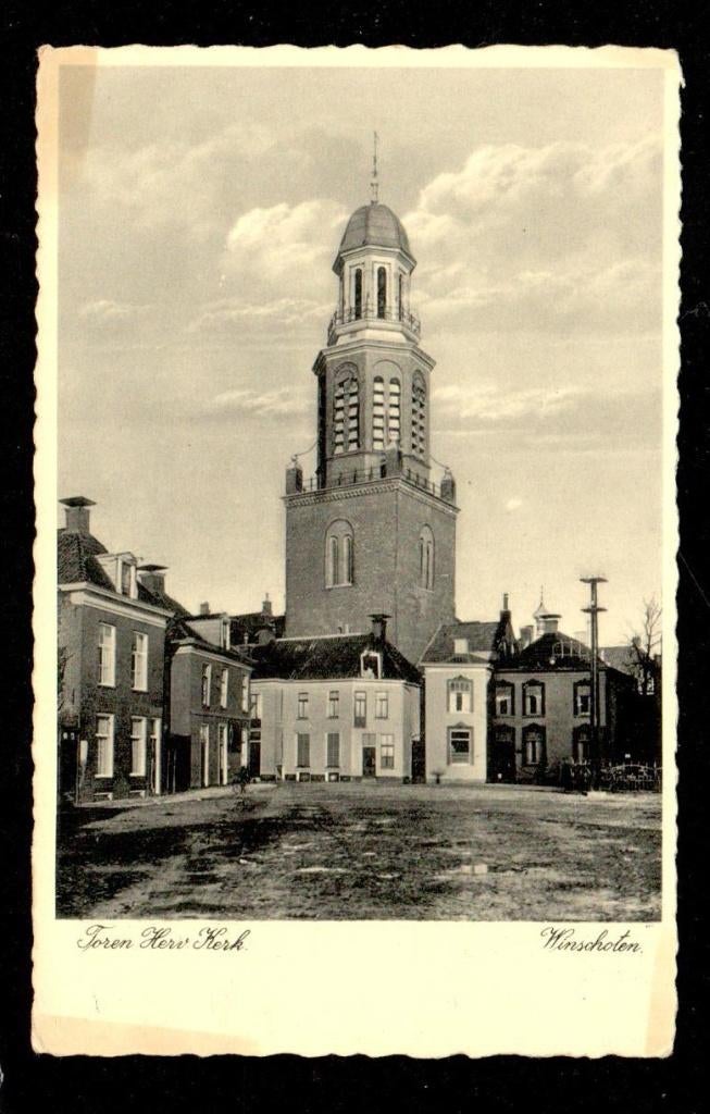 Oude ansicht - Winschoten - Toren Herv. Kerk - Gr., Ophalen of Verzenden, 1940 tot 1960, Gelopen, Groningen