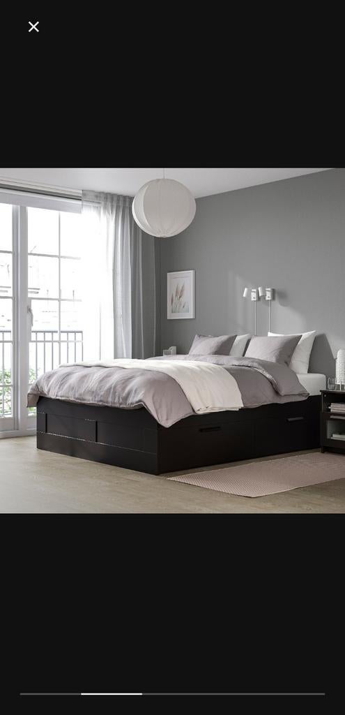 Zwart tweepersoonsbed opberglades 140x200 auping spiraalbode, Ophalen, Gebruikt, Zwart, Tweepersoons