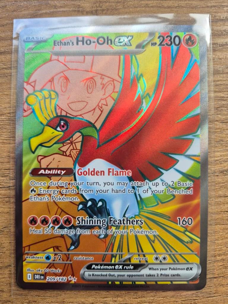 Pokemon kaart Ethan's Ho-Oh ex 209/182 (Foil), Ophalen of Verzenden, Zo goed als nieuw, Losse kaart, Foil
