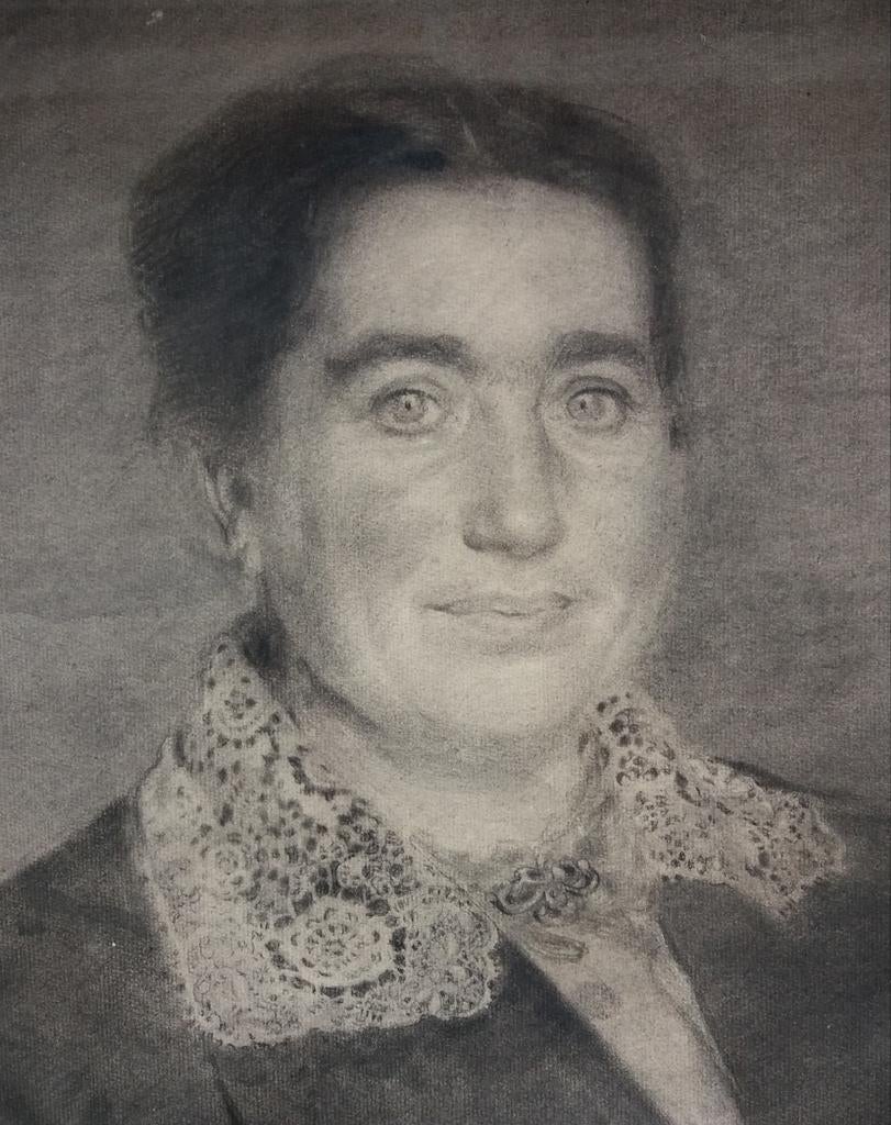 Houtskool damesportrettekening/Leon Giffard/1917/orientalist, Ophalen of Verzenden