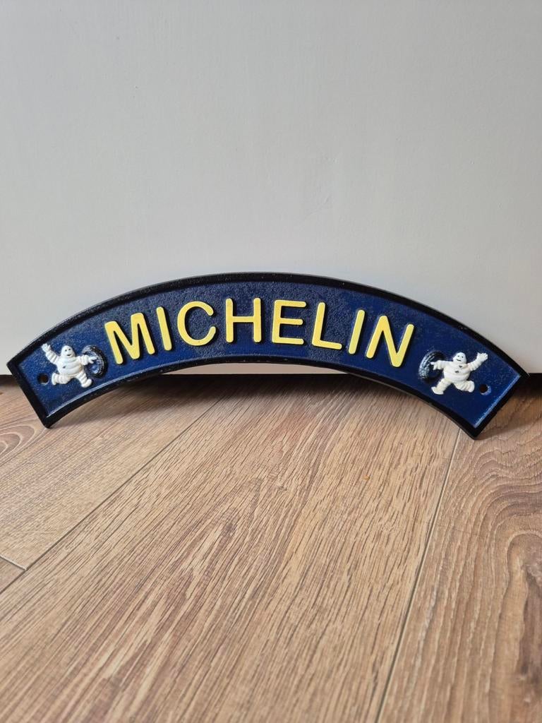 Michelin gietijzeren reclamebord, Verzamelen, Ophalen of Verzenden, Gebruikt, Reclamebord