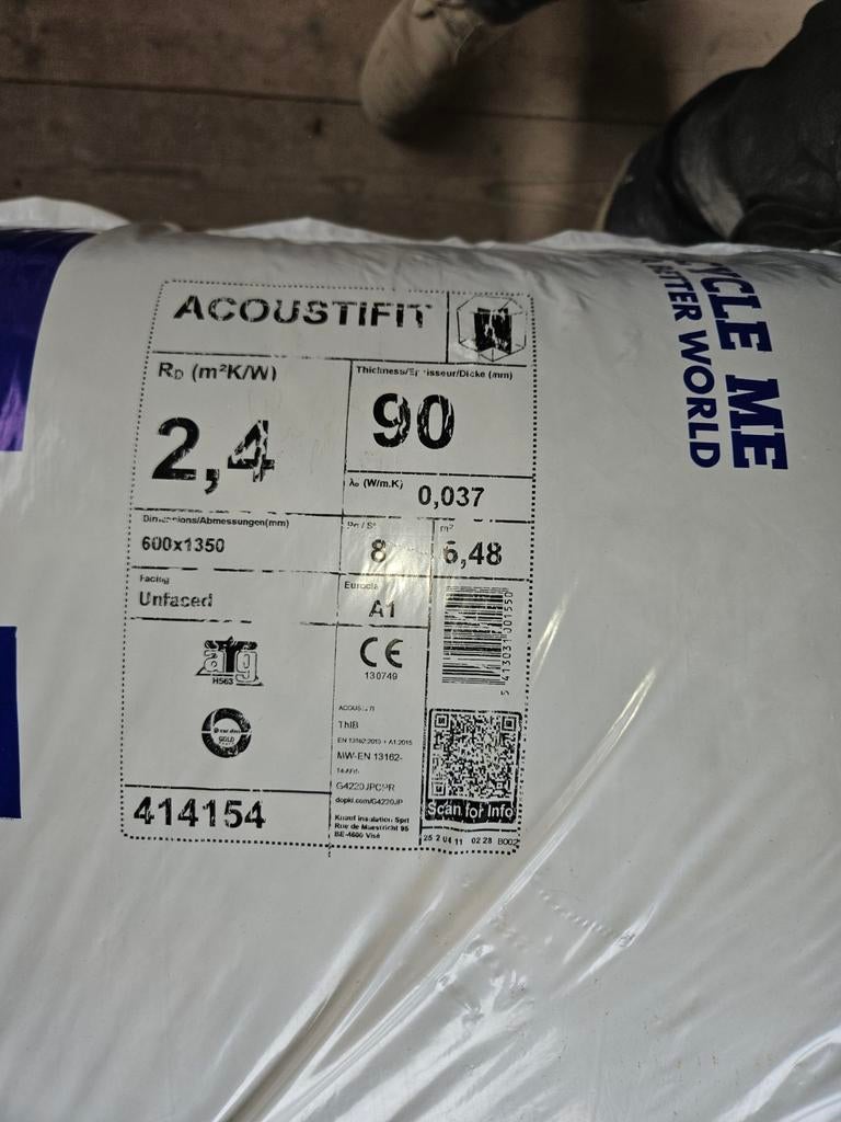 Knauf isolatie 90mm 6,8 m2 3 pak, Ophalen, Nieuw, Glaswol, 8 tot 12 cm