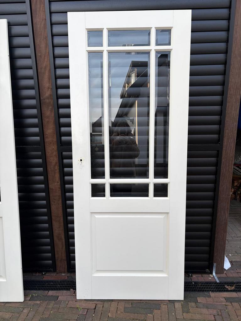 Paneeldeur met facet glas opdek 199x80, Ophalen, 80 tot 100 cm, Binnendeur, Minder dan 200 cm