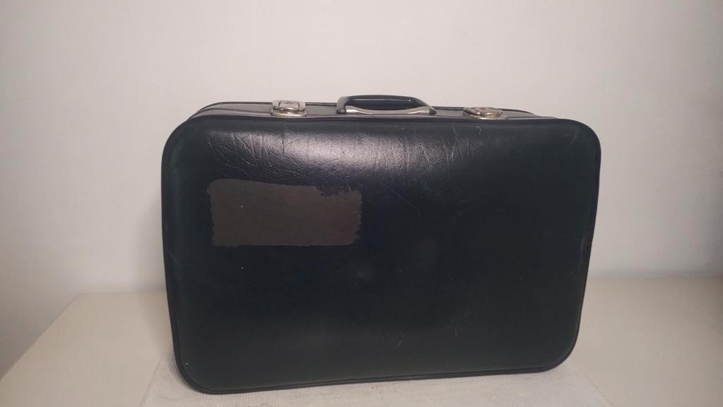 K605 VINTAGE jaren 60 koffer blauw, van geperst karton, Ophalen, Overige materialen, Gebruikt, 50 tot 60 cm