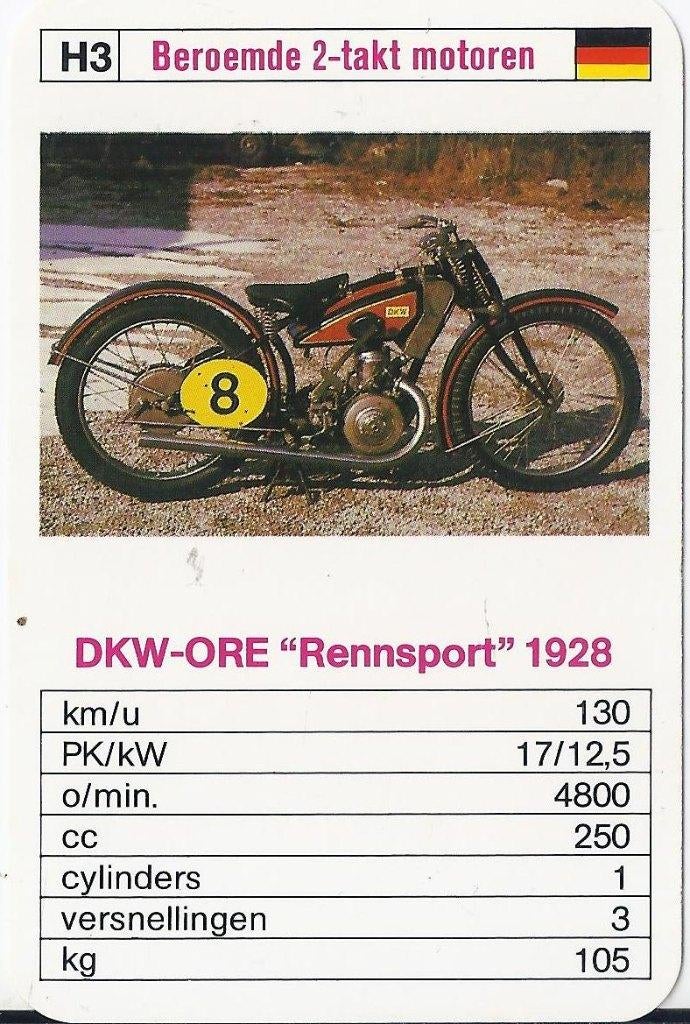 M31 motorkaartje dkw ore rennsport 1928 ( h3), Ophalen of Verzenden, Zo goed als nieuw, Motoren