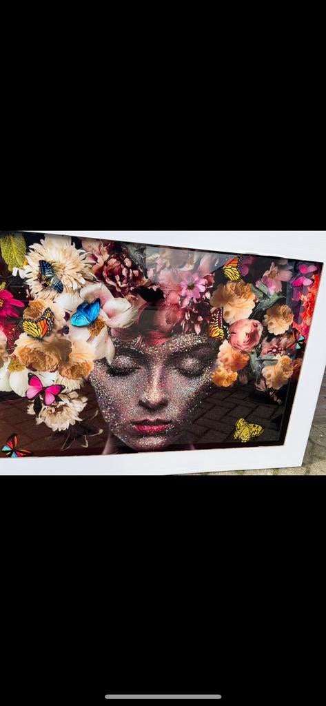 Glasschilderij vrouw met bloemen, Ophalen, Nieuw