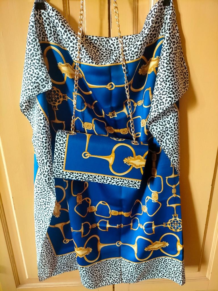 Geweldige vintage set zijden shawl + tas blauw goud, Kleding | Dames, Mutsen, Sjaals en Handschoenen, Ophalen of Verzenden, Zo goed als nieuw