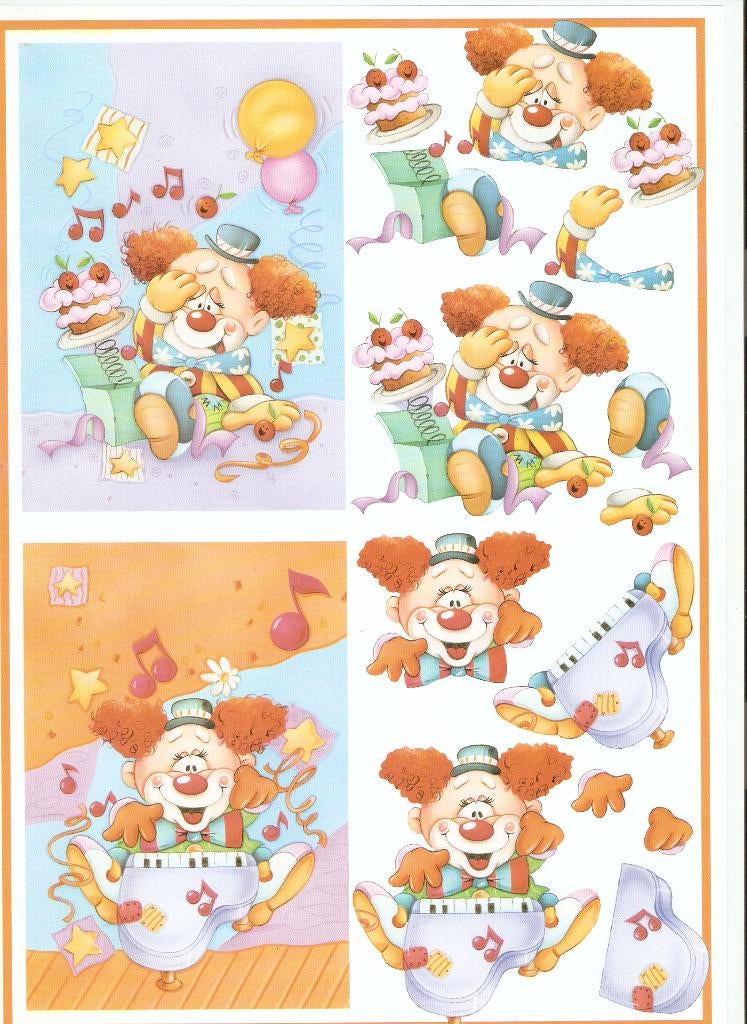 b41a knipvel kind clown muziek piano doosjes, Hobby en Vrije tijd, Kaarten | Zelf maken, Ophalen of Verzenden, Nieuw, Kind, Knipvel