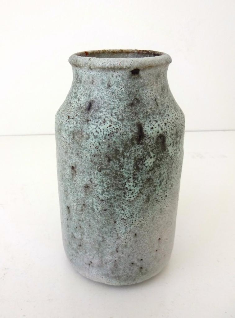 Keramiek vaas groen beige bruisglazuur Groeneveldt 3825-k, Ophalen of Verzenden