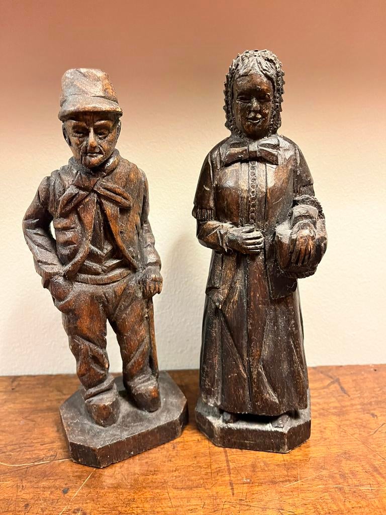 Houten boer en boerin, Verzamelen, Ophalen of Verzenden, Gebruikt, Mens