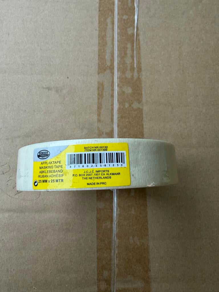 Partij Masking Tape - Afplaktape 25mm x 25m, Ophalen of Verzenden, Nieuw, Kwast