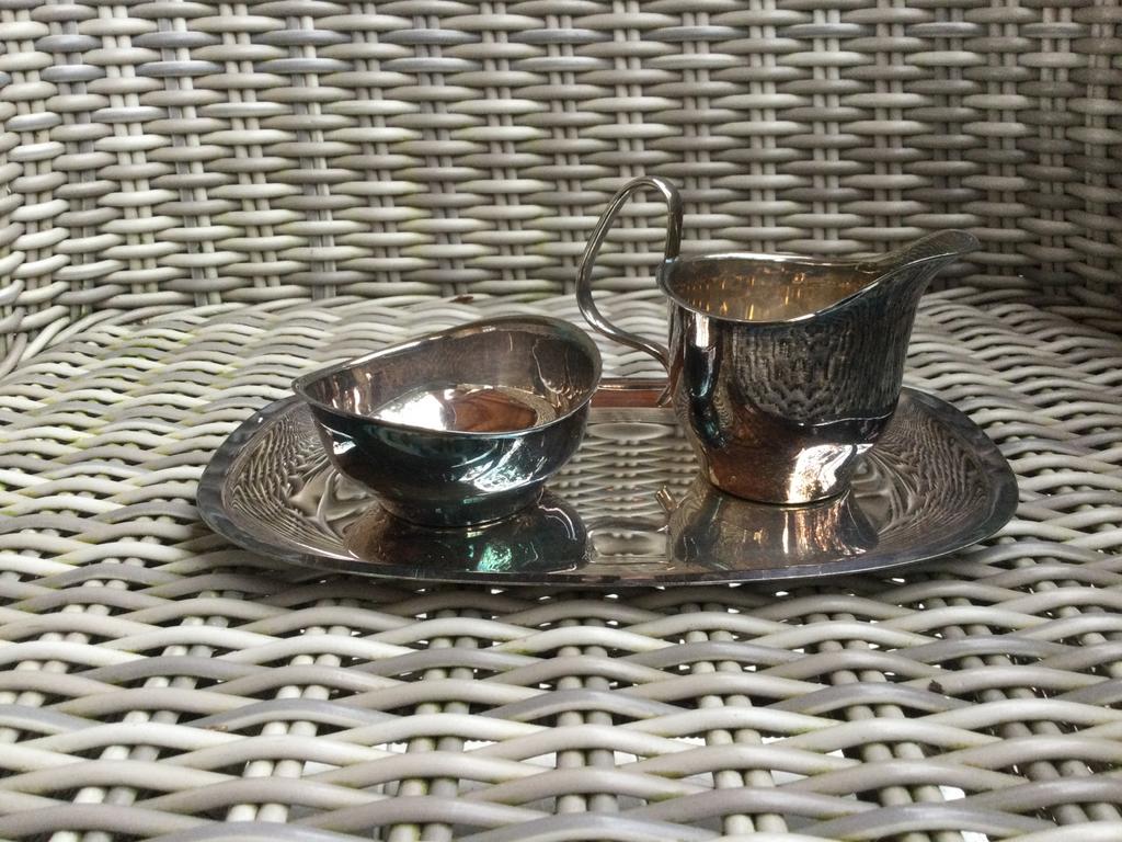 Verzilverd roomstel, Antiek en Kunst, Antiek | Goud en Zilver, Ophalen of Verzenden, Zilver