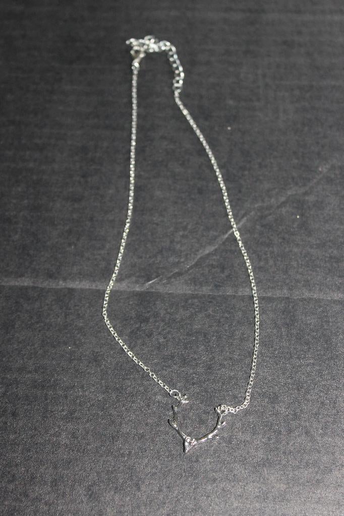 Zilverkleurige halsketting, Ophalen of Verzenden, Zo goed als nieuw, Zilver, Overige materialen