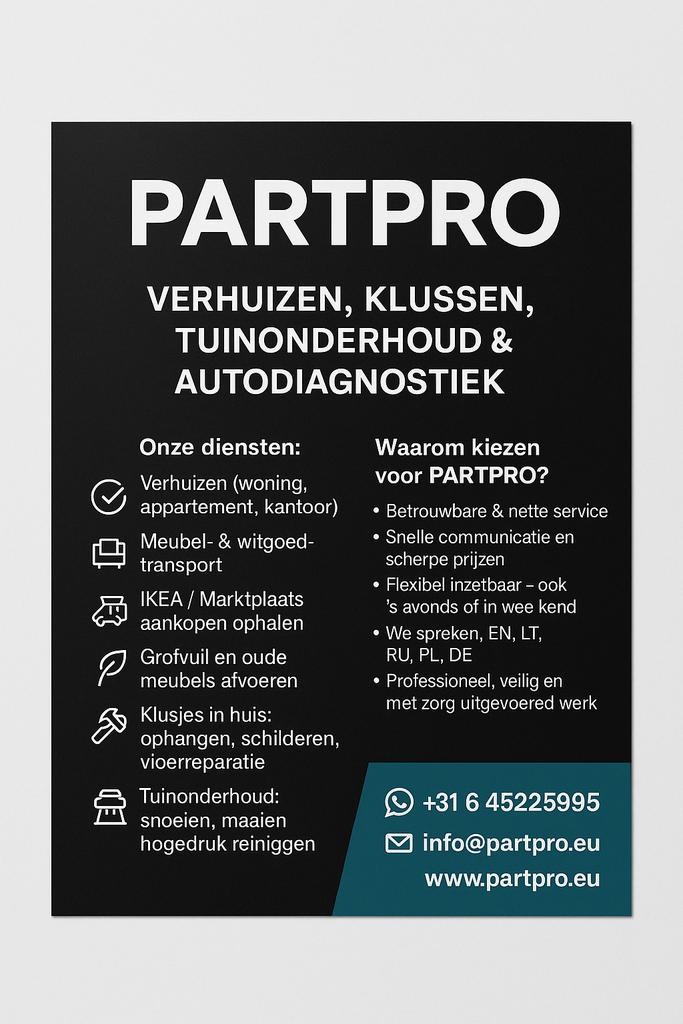 Hovenier voor onderhoud & reining- Nijmegen E.O. - PARTPRO, Diensten en Vakmensen, Tuinmannen en Stratenmakers, Garantie, Tuinontwerp