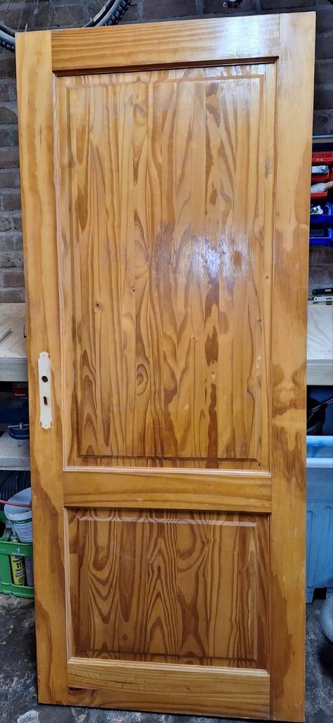 Massief grenen houten binnendeur 81,5cm x 198,5 cm, Ophalen, Binnendeur, 200 tot 215 cm