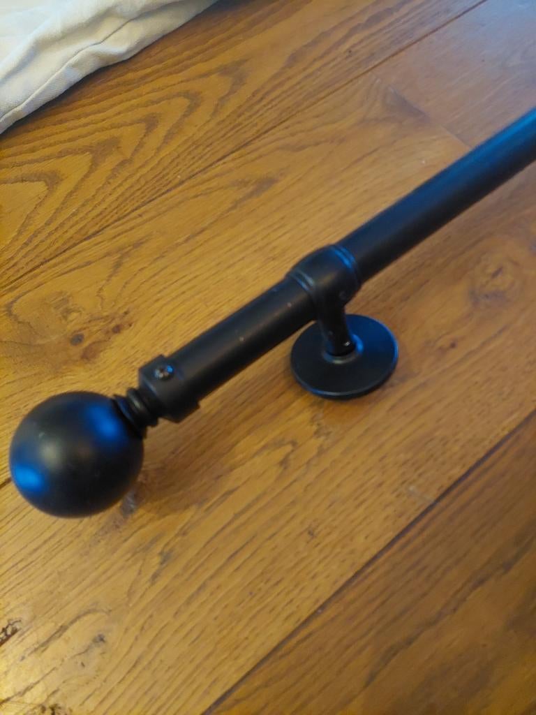 gordijn rail / roede zwart metaal 2.15 m lang, Ophalen, Zwart