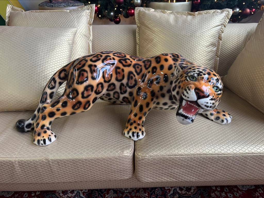 Grote sluip jaguar porselein italiaans handmade, Ophalen, Zo goed als nieuw, Dier