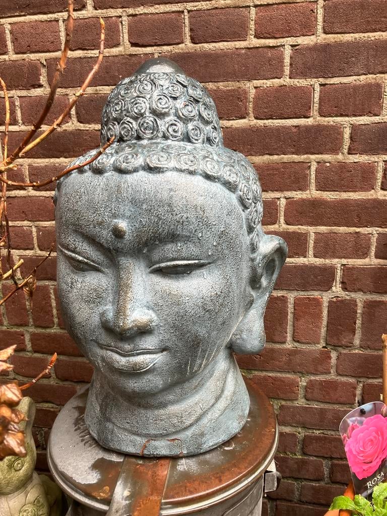 Groot Boeddha hoofd voor binnen/buiten, Tuin en Terras, Tuinbeelden, Ophalen, Nieuw, Beton, Boeddhabeeld