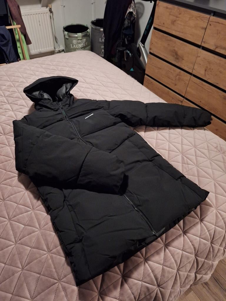 Nieuwe, zwarte winterjas van Jack & Jones, maat 176, Ophalen, Zwart, Nieuw, Overige maten