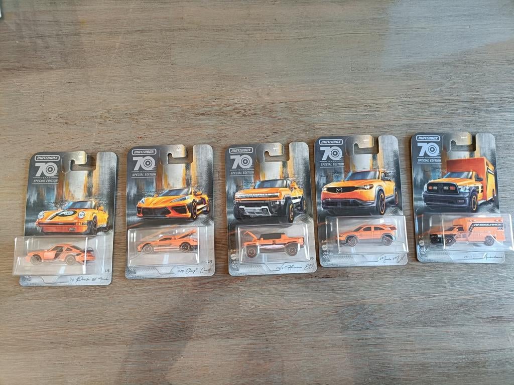 1:64 set van 5 ter ere van 70 jaar Matchbox, S, Auto, R, Nieuw