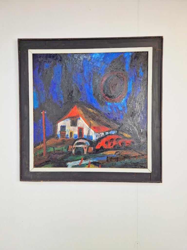 XL modern schilderij Theo van der Horst olieverf doek  ‘74, Ophalen