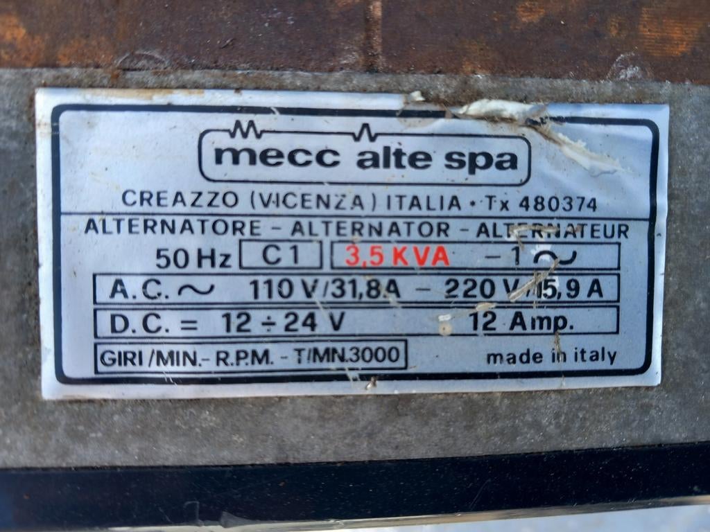 Aggregaat Ruggerini Diesel 3.5KW, Ophalen