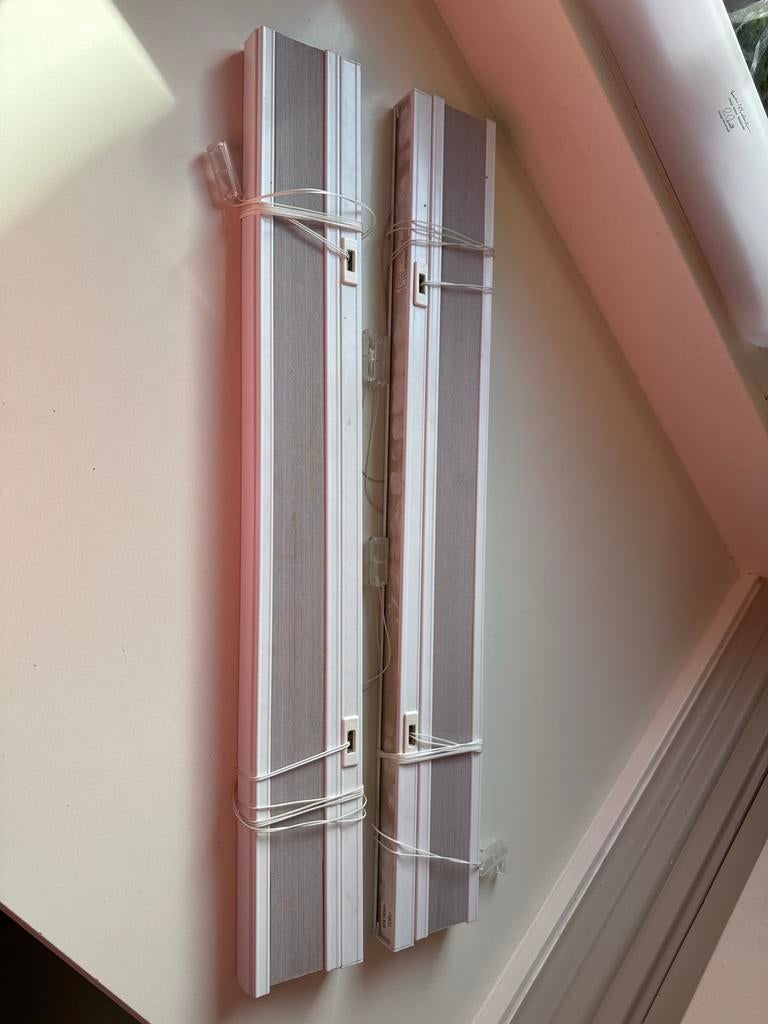 2x Plissé Gordijnen 60x180 Licht Grijs - Goede Staat, Ophalen, Gebruikt, 50 tot 100 cm, Grijs