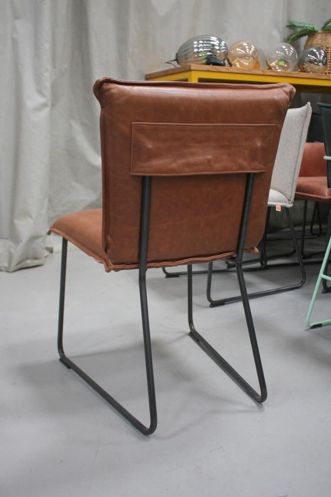 1 x luxe eetkamerstoel DUKE Jess Design metaal leer cognac, Ophalen, Gebruikt, Bruin, Eén
