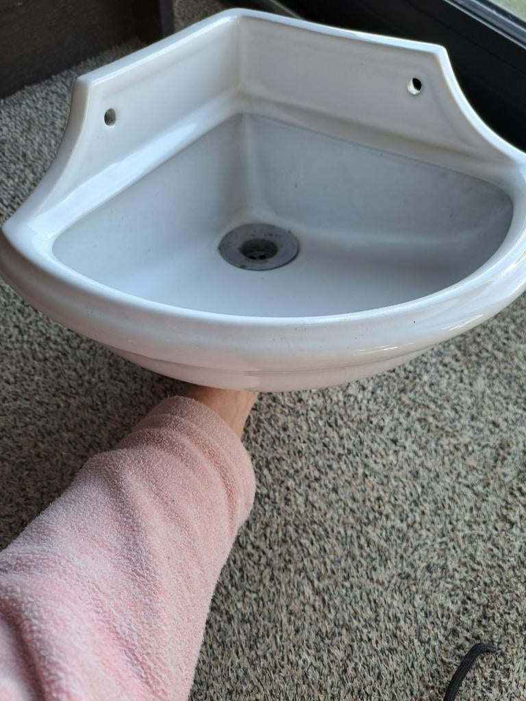 Antiek Hoekfonteintje Sphinx - Edwardiaans 1915, Doe-het-zelf en Verbouw, Sanitair, Ophalen of Verzenden, Gebruikt, Wastafel